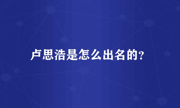 卢思浩是怎么出名的?