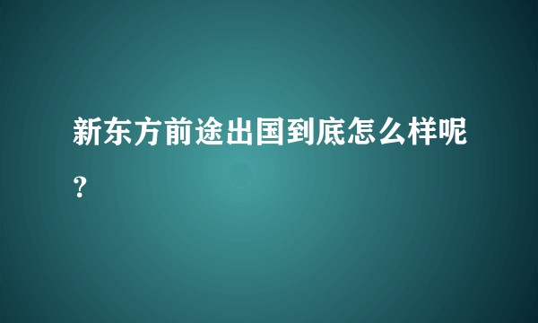 新东方前途出国到底怎么样呢？