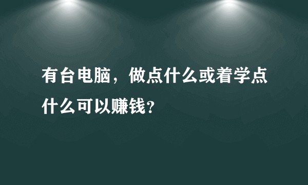 有台电脑，做点什么或着学点什么可以赚钱？