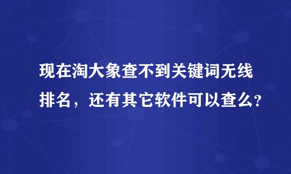 现在淘大象查不到关键词无线排名，还有其它软件可以查么？