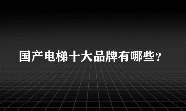 国产电梯十大品牌有哪些？