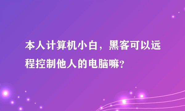 本人计算机小白，黑客可以远程控制他人的电脑嘛？