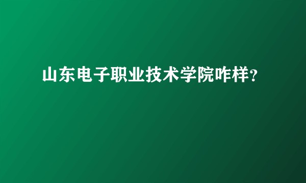 山东电子职业技术学院咋样？