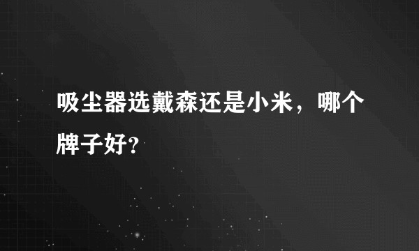吸尘器选戴森还是小米，哪个牌子好？