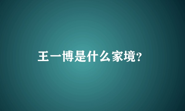 王一博是什么家境？