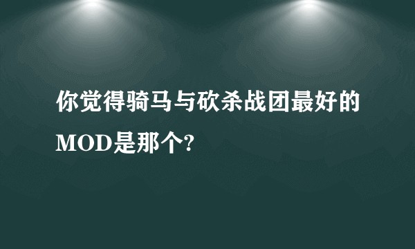 你觉得骑马与砍杀战团最好的MOD是那个?
