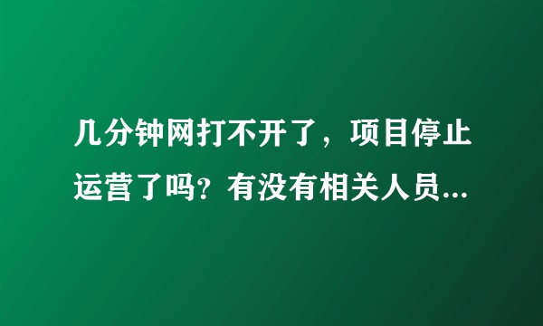 几分钟网打不开了，项目停止运营了吗？有没有相关人员谈谈情况和感想得失