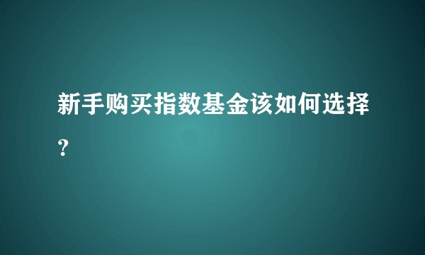 新手购买指数基金该如何选择？