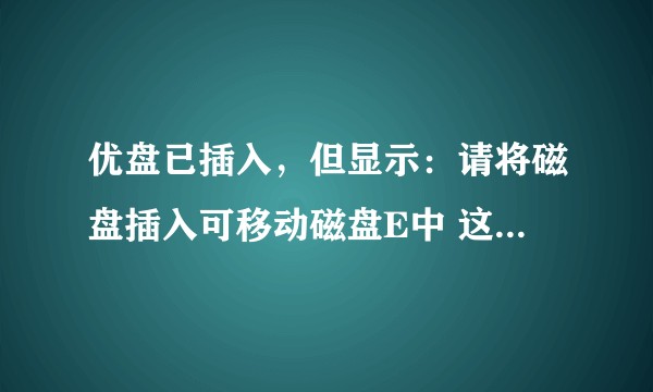 优盘已插入，但显示：请将磁盘插入可移动磁盘E中 这是什么情况呢？