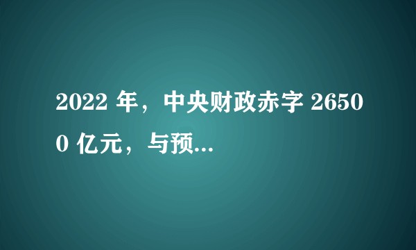 2022 年，中央财政赤字 26500 亿元，与预算持平，这一数据说明了什么？