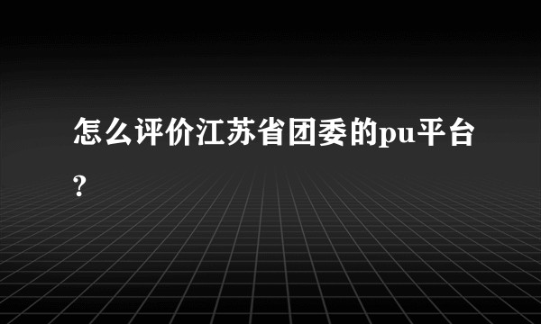 怎么评价江苏省团委的pu平台?