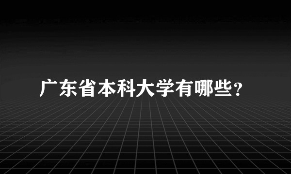 广东省本科大学有哪些？