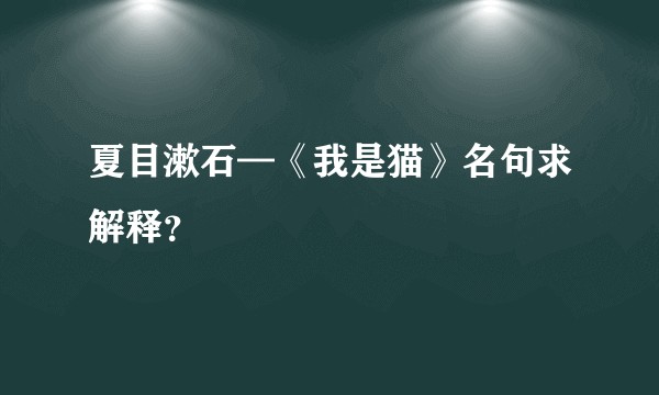 夏目漱石—《我是猫》名句求解释？