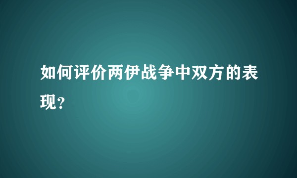 如何评价两伊战争中双方的表现？