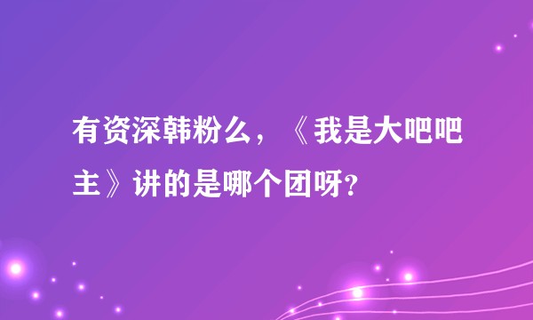 有资深韩粉么，《我是大吧吧主》讲的是哪个团呀？