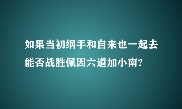 如果当初纲手和自来也一起去能否战胜佩因六道加小南?