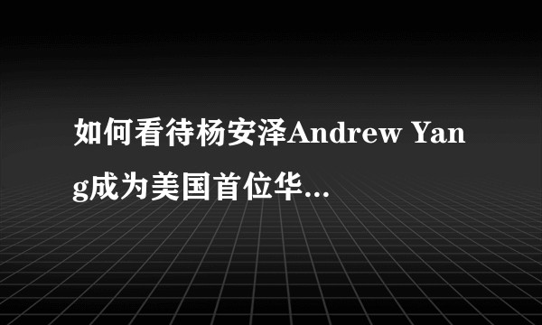 如何看待杨安泽Andrew Yang成为美国首位华裔民主党总统主要候选人？