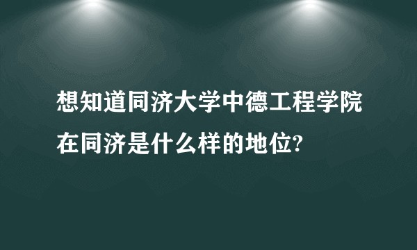 想知道同济大学中德工程学院在同济是什么样的地位?
