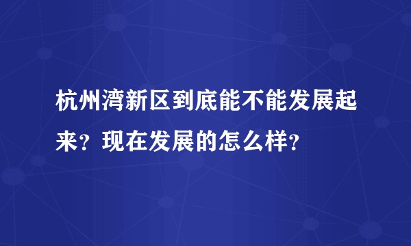 杭州湾新区到底能不能发展起来？现在发展的怎么样？