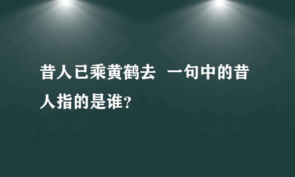 昔人已乘黄鹤去 一句中的昔人指的是谁?