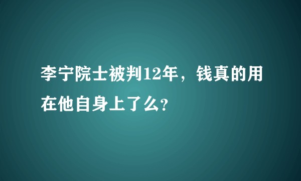 李宁院士被判12年,钱真的用在他自身上了么?