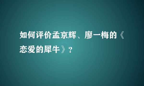如何评价孟京辉、廖一梅的《恋爱的犀牛》？