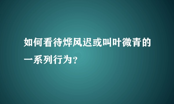 如何看待烨风迟或叫叶微青的一系列行为?