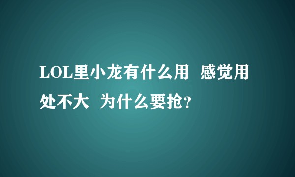 LOL里小龙有什么用 感觉用处不大 为什么要抢?