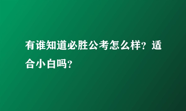 有谁知道必胜公考怎么样？适合小白吗？