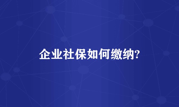 企业社保如何缴纳?