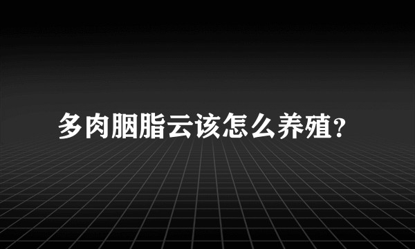 多肉胭脂云该怎么养殖？