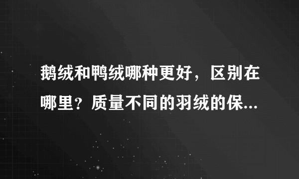 鹅绒和鸭绒哪种更好,区别在哪里?质量不同的羽绒的保暖性是否一样?