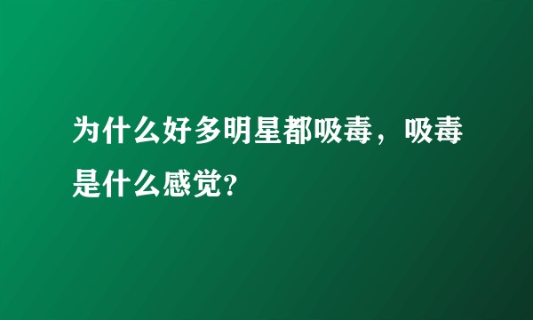 为什么好多明星都吸毒，吸毒是什么感觉？