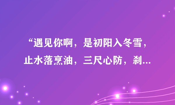 “遇见你啊，是初阳入冬雪，止水落烹油，三尺心防，刹那大雪崩”是什么意思？