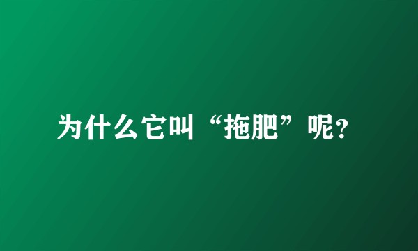 为什么它叫“拖肥”呢？
