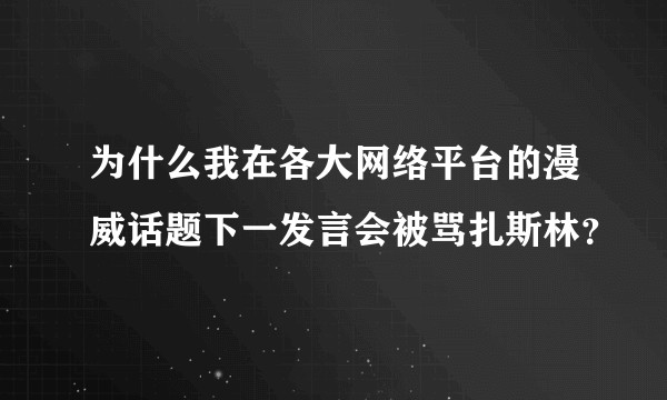 为什么我在各大网络平台的漫威话题下一发言会被骂扎斯林？