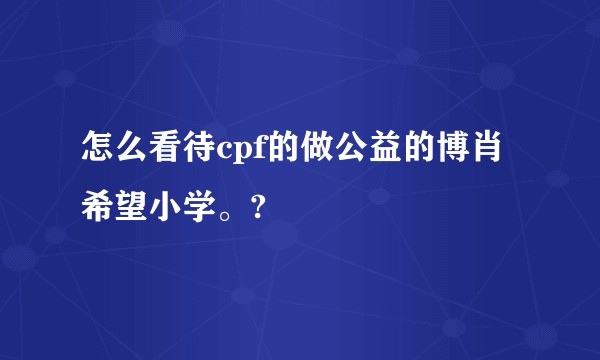 怎么看待cpf的做公益的博肖希望小学。?