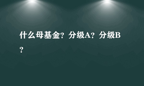 什么母基金？分级A？分级B？