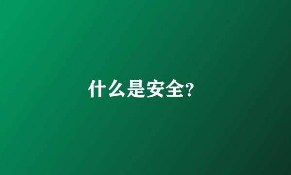 什么是安全？