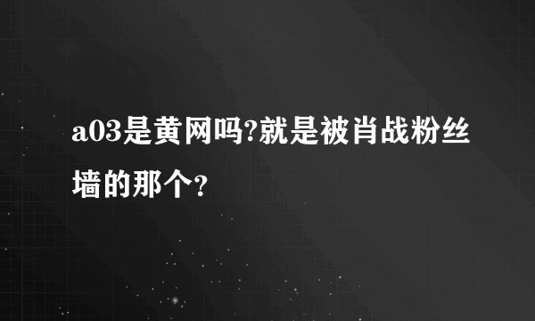 a03是黄网吗?就是被肖战粉丝墙的那个？