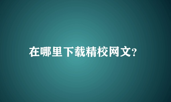 在哪里下载精校网文？