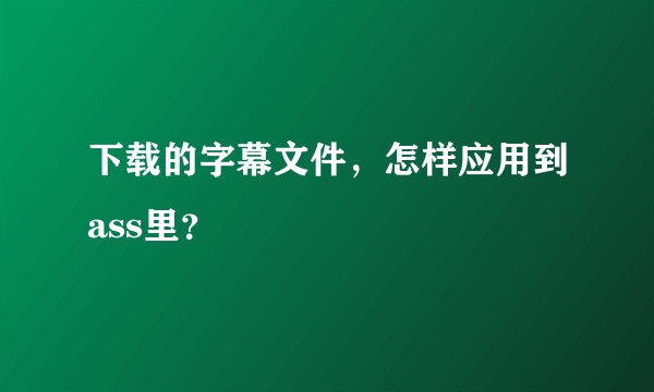下载的字幕文件，怎样应用到ass里？