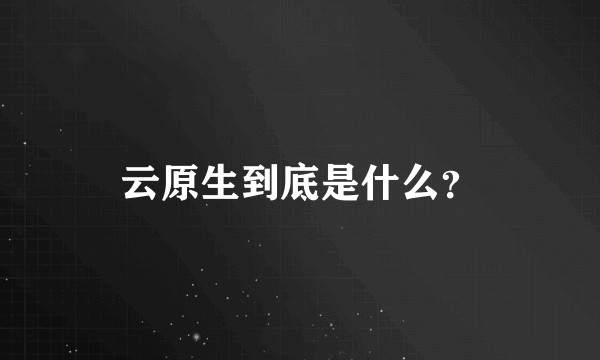 云原生到底是什么？
