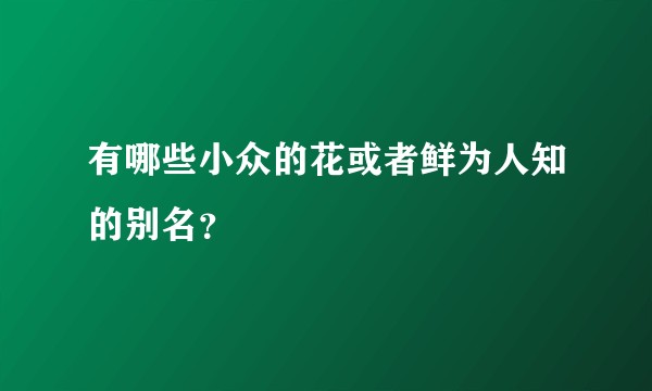 有哪些小众的花或者鲜为人知的别名？