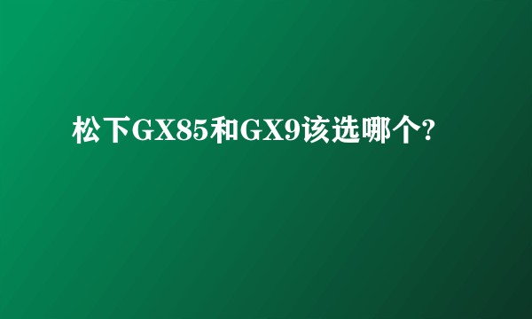 松下GX85和GX9该选哪个?