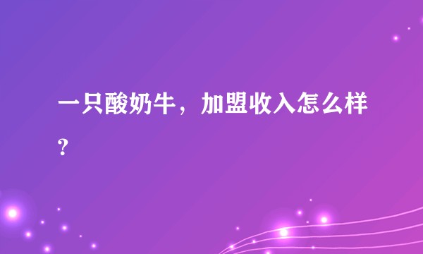 一只酸奶牛,加盟收入怎么样?