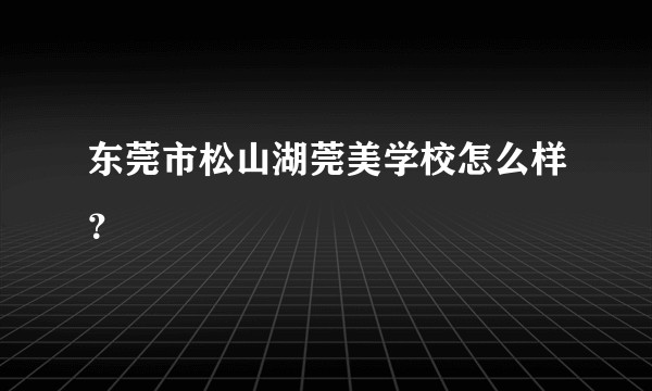 东莞市松山湖莞美学校怎么样?