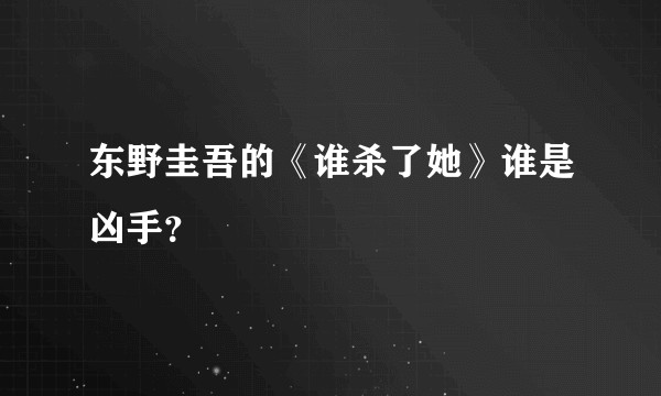 东野圭吾的《谁杀了她》谁是凶手？