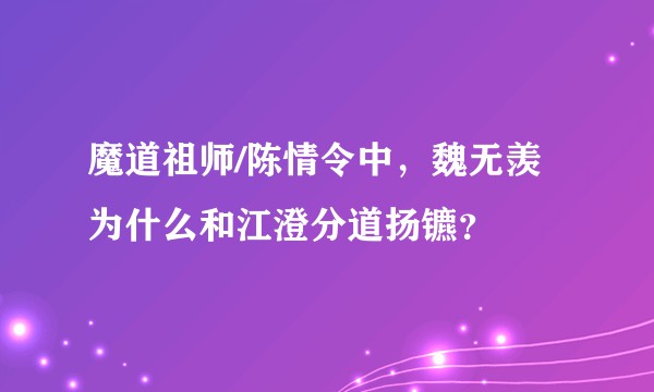 魔道祖师/陈情令中,魏无羡为什么和江澄分道扬镳?