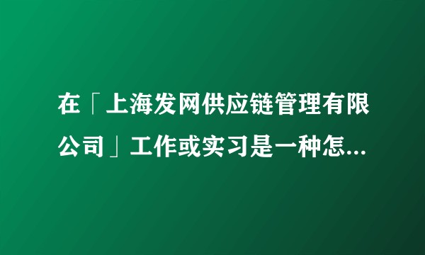 在「上海发网供应链管理有限公司」工作或实习是一种怎样的体验？